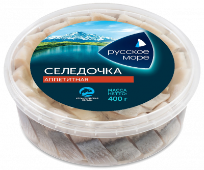 Сельдь филе-кусочки Русское море Аппетитная в масле 400г
