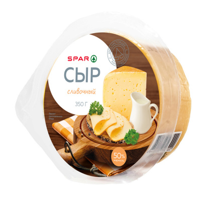 Сыр Сливочный SPAR 45% цилиндр 350г БЗМЖ