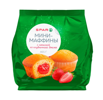 Маффины-мини SPAR с клубничным джемом 465г