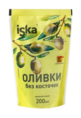 Оливки зеленые б/к Иска 200г д/пак