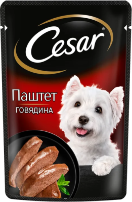 Корм влажный для собак Цезарь Говядина паштет 80г