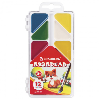 Краски акварельные 12 цв медовые Брауберг