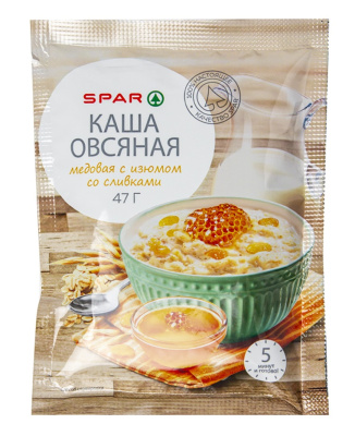 Каша овсяная SPAR Мед/Изюм со сливками 47г