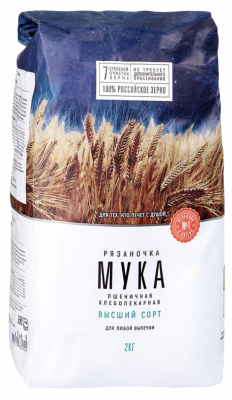 Мука пшеничная Рязаночка в/с 2кг