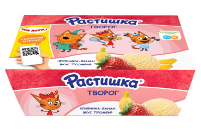 Творог Растишка Клубника/Банан/Пломбир от 3-х лет 3,5% 45г*6 БЗМЖ