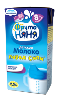 Молоко детское ФрутоНяня ультрапастеризованное с 8 мес 2,5% т/п 200мл БЗМЖ