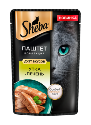 Корм влажный для кошек Шеба Утка/Печень паштет 75г