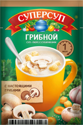 Суп-пюре Грибной с сухариками Суперсуп 18г