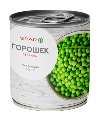 Горошек зеленый SPAR 400г ж/б ключ