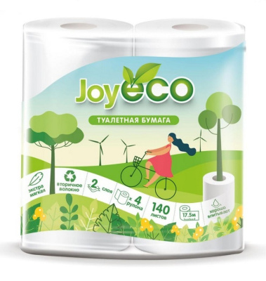 Бумага туалетная JOYeco 2-сл 4 рул аромат яблока