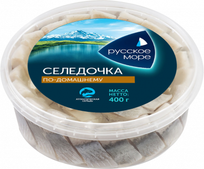 Сельдь филе-кусочки Русское море Селедочка по-домашнему в масле 400г