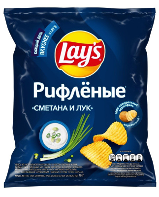 Чипсы Лейз Рифленые Сметана/Лук 140г