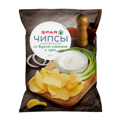 Чипсы SPAR Сметана/Лук 250г