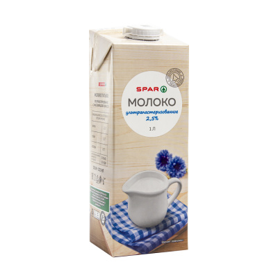 Молоко ультрапастеризованное SPAR 2,5% 1л БЗМЖ