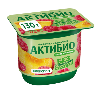 Биойогурт Актибио Персик/Малина б/сахара 3% 130г БЗМЖ