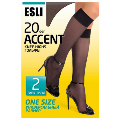 Гольфы женские Если Accent 20 2 пары р23-25 nero