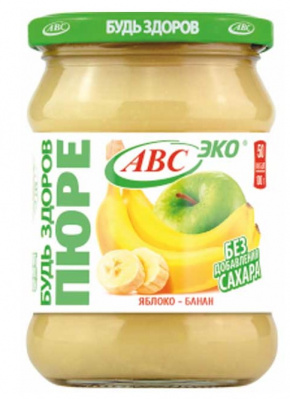 Пюре фруктовое АВС Яблочно-банановое без сахара 450г