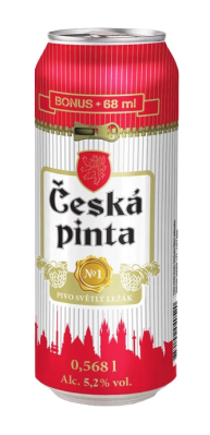 Пиво светлое Чешска Пинта Cветлый Лежак 0,568л 5,2% ж/б
