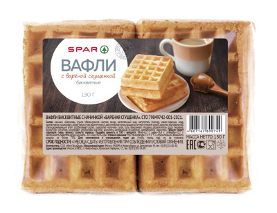 Вафли Бисквитные SPAR с Вареной Сгущенкой 130г