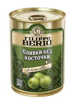 Оливки зел б/к Филиппо Берио 300г ж/б