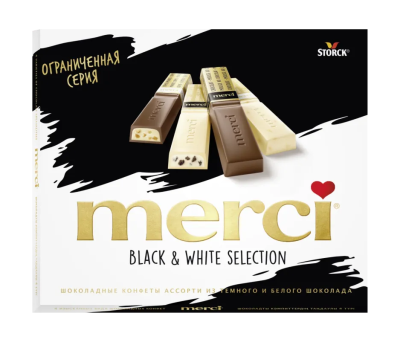 Конфеты шоколадные Мерси Ассорти Черное и Белое 240г