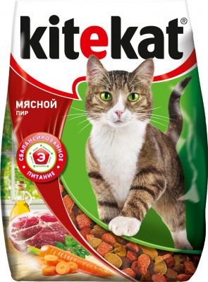 Корм сухой для кошек Китекат Мясной пир 350г