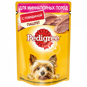 Корм влажный для собак Педигри Говядина паштет 80г