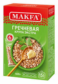 Крупа гречневая Макфа ядрица вар пакеты А6 400г