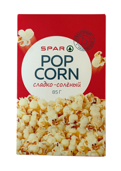 Попкорн SPAR Сладко-Соленый для СВЧ Печи 85г