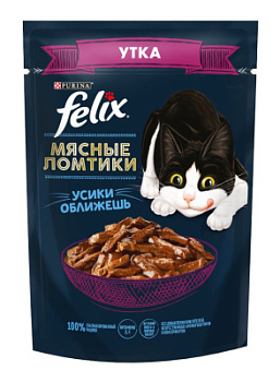 Корм влажный для кошек Феликс Мясные ломтики Утка 75г