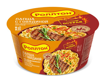 Лапша б/п Роллтон Говядина острая 90г чаша