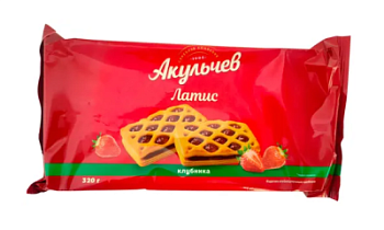 Печенье Акульчев Латис слоеное с клубникой 320г