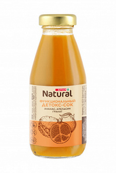 Сок детокс SPAR Natural Ананас/Апельсин/Гранат 0,3л ст/б