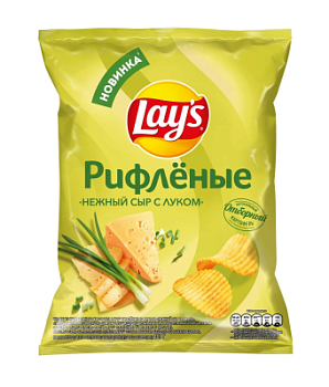 Чипсы Лейз Рифленые Нежный сыр/Лук 105г