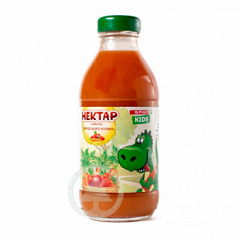 Нектар SPAR Kids Морковь-Яблоко-Клубника с мякотью 0,33л ст/б