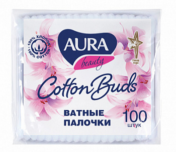 Палочки ватные Аура А100 пакет